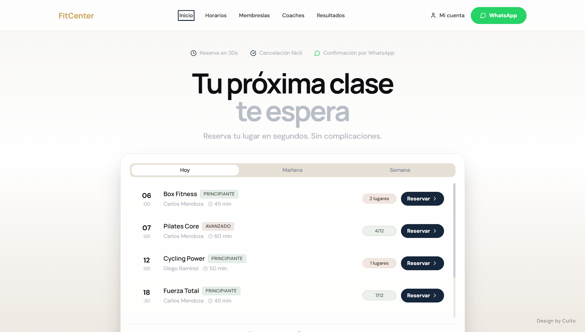 Demo de gimnasio y studio